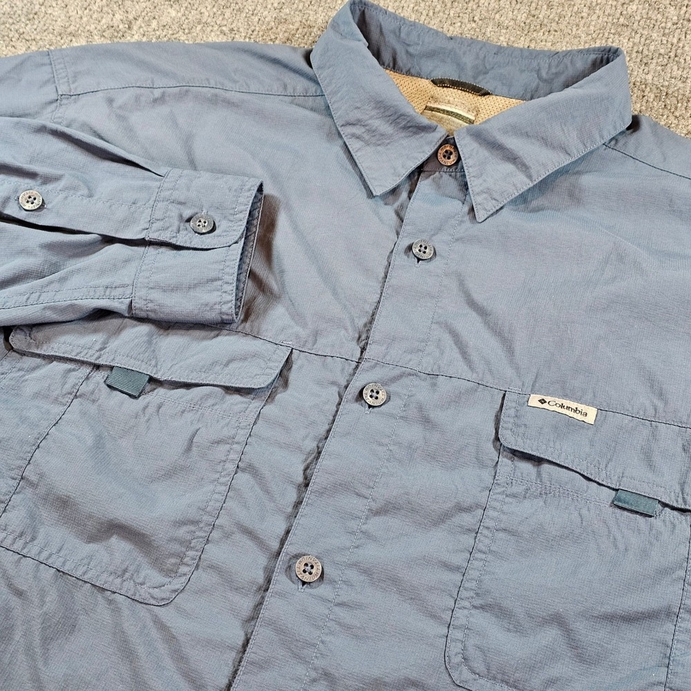 Columbia Titanium Omni-Dry Mens XL Blue Long Sleeve Hiking Fishing Shirt XM7843